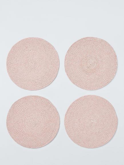 John Lewis Woven Cotton Blend Round Placemat, Set of 4, White