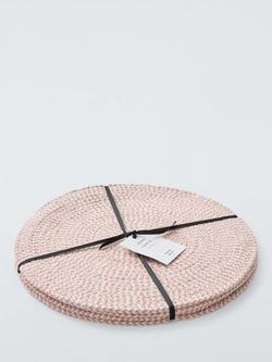 John Lewis Woven Cotton Blend Round Placemat, Set of 4 - view 2, White