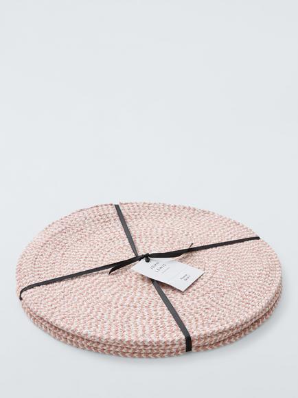 John Lewis Woven Cotton Blend Round Placemat, Set of 4 - view 2, White