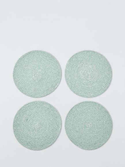 John Lewis Woven Cotton Blend Round Placemat, Set of 4, Sage, Green
