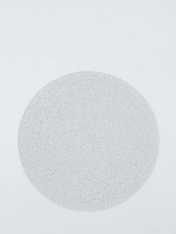 John Lewis Beaded Round Placemat, White, White