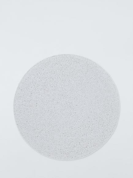 John Lewis Beaded Round Placemat, White, White