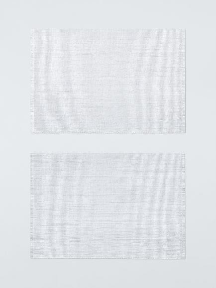 John Lewis Metallic Stripe Cotton Blend Placemat, Set of 2, Silver, 
