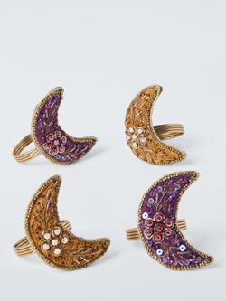 John Lewis Beaded Moon Napkin Rings, Set of 4, Brown, Brown