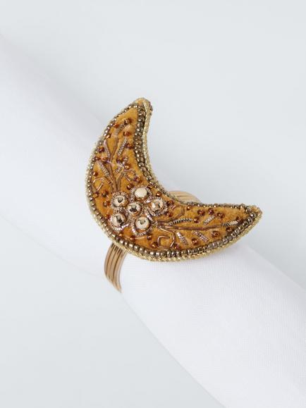 John Lewis Beaded Moon Napkin Rings, Set of 4, Brown - view 2, Brown