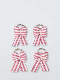 John Lewis Padded Bow Napkin Rings, Set of 4, Pink, Pink