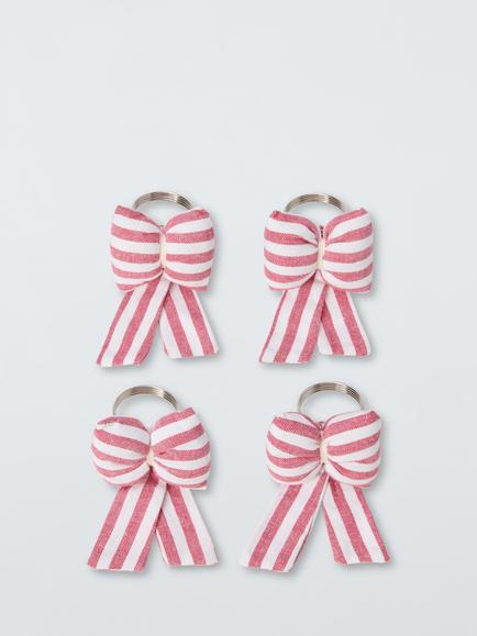 John Lewis Padded Bow Napkin Rings, Set of 4, Pink, Pink