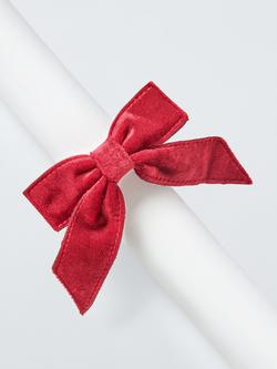 John Lewis Velvet Bow Napkin Ring, Set of 2, Red - view 2, Red Velvet