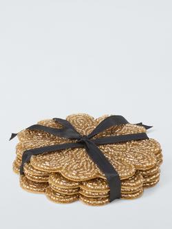John Lewis Scallop Beaded Coaster, Set of 4, Gold - view 2, Gold