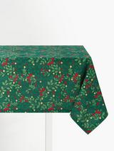 John Lewis Christmas Foliage Rectangular Cotton Tablecloth, Dark Green