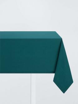 John Lewis Rectangular Cotton Tablecloth, 250 x 160cm, Dark Peacock, Dark Peacock