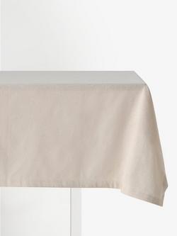 John Lewis Metallic Stripe Rectangular Cotton Blend Tablecloth, 250 x 160cm, Gold, Gold