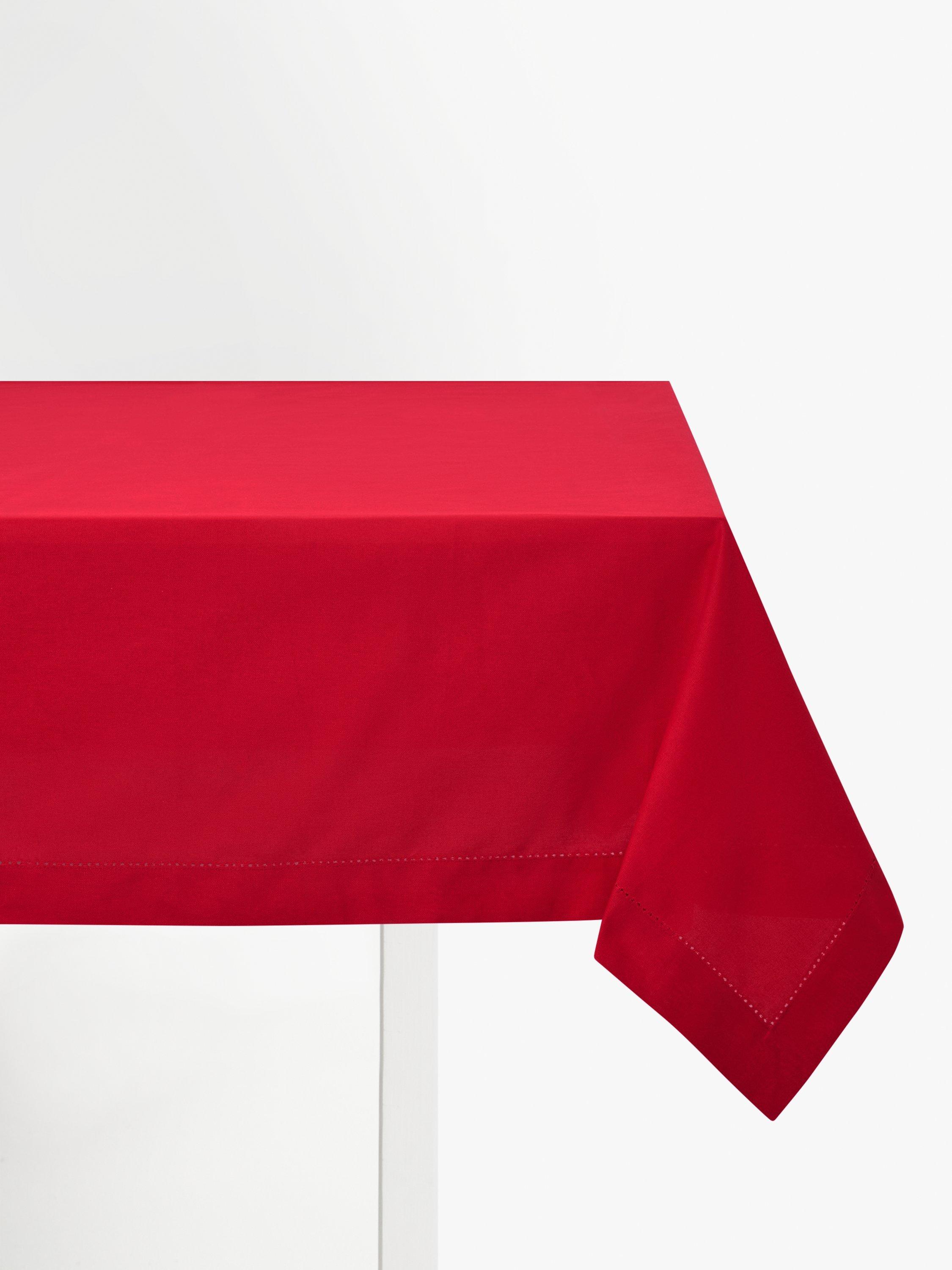 John Lewis Hem Stitch Cotton Tablecloth, 250 x 160cm, Red