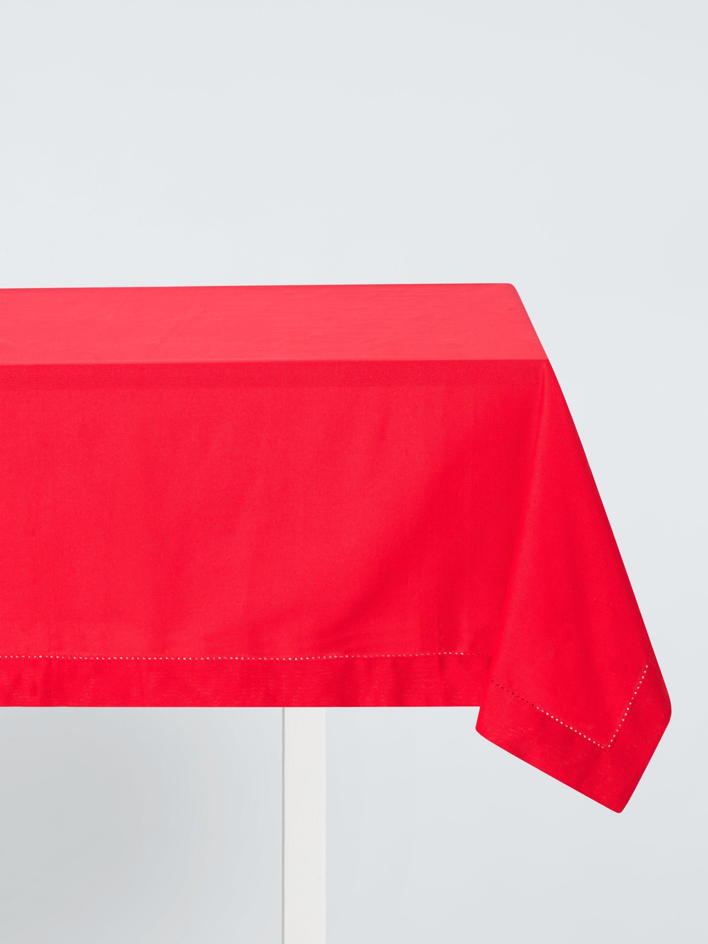 John Lewis Hem Stitch Cotton Tablecloth, 320 x 160cm, Red