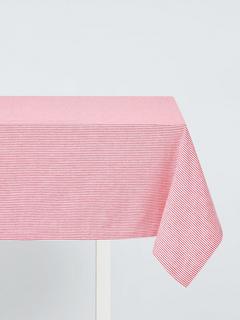 John Lewis Ticking Stripe Rectangular Cotton Tablecloth, 320 x 160cm, Red/White