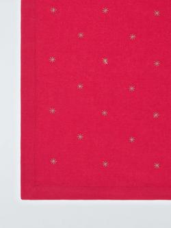 John Lewis Embroidered Scatter Star Cotton Tablecloth, 250 x 160cm, Red - view 2, Red