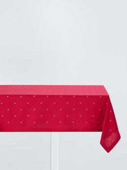 John Lewis Embroidered Scatter Star Cotton Tablecloth, 160 x 320cm, Red, Red