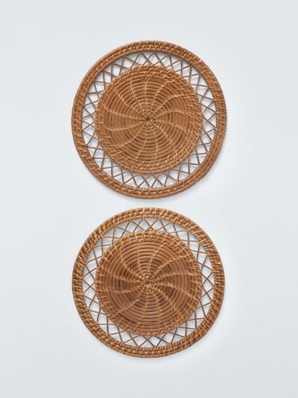 John Lewis x Sanderson Rattan Round Placemat, Set of 2, Natural, 