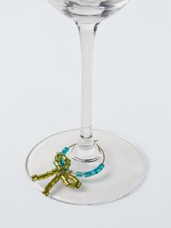 John Lewis Beaded Bow Wine Glass Charms, Set of 6, Assorted - view 2, Gold