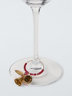 John Lewis Beaded Bell Wine Glass Charms, Set of 6, Assorted - view 2, Gold