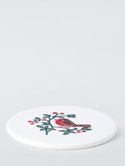 John Lewis Robin Fine China Coaster, White - view 2, White