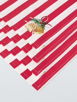 John Lewis Christmas Bells Stripe Cotton Napkin, Set of 4, Red - view 2, Multi
