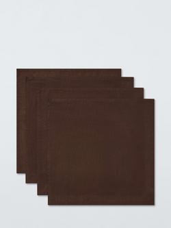 John Lewis Farmhouse Cotton Linen Blend Napkins, Set of 4, Cocoa, Brown