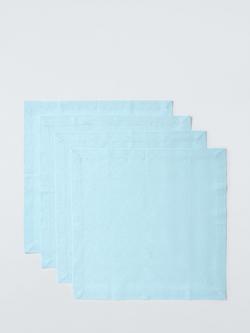John Lewis Square Cotton Napkins, Set of 4, Frost Blue, Frost Blue/Silver