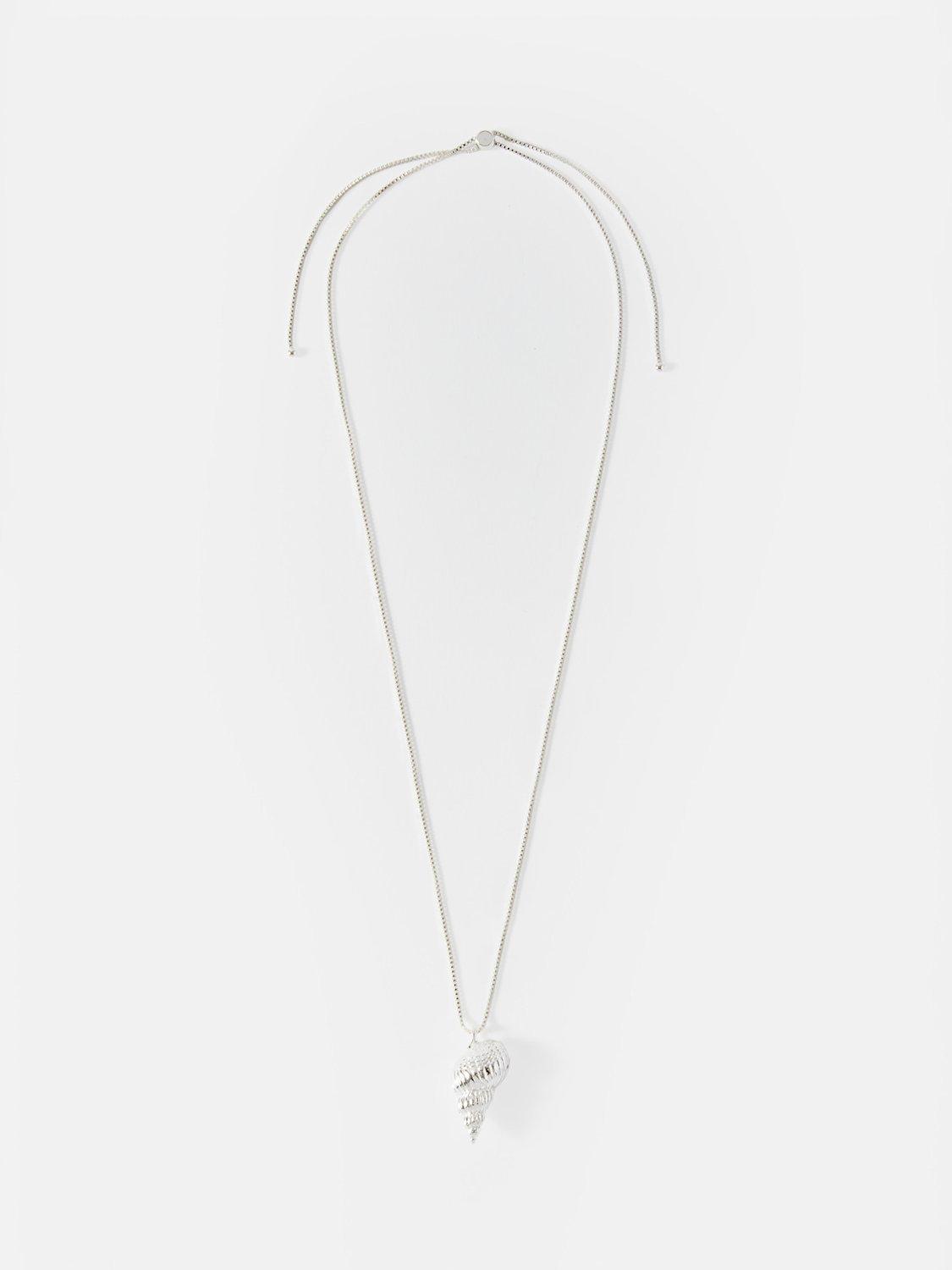 Mint Velvet Shell Pendant Necklace, Silver