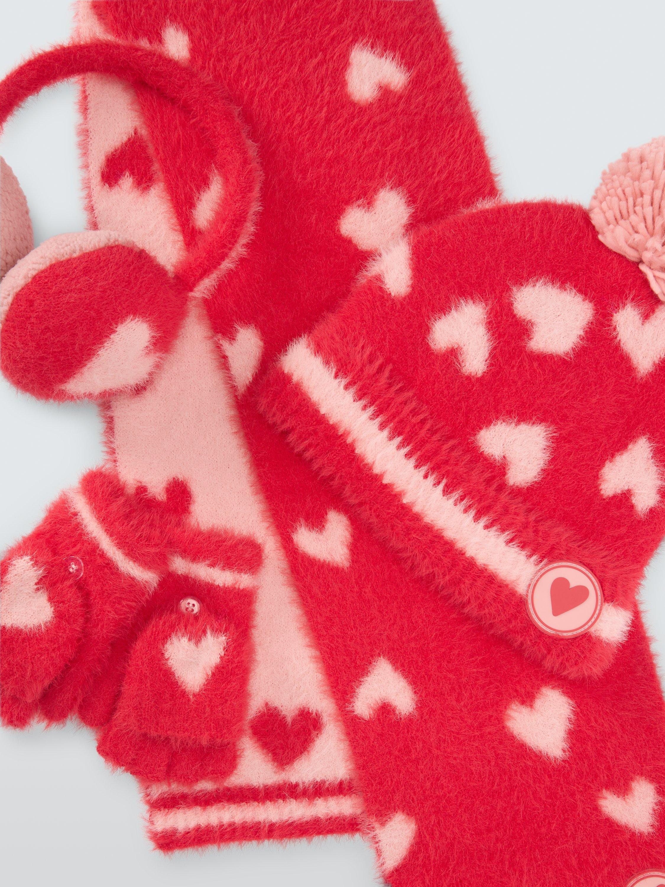 Product image 5 of 5, which shows John Lewis Kids' Heart Earmuffs, Red