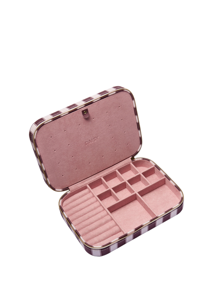 Daisy London Polly Newman Mulberry Striped Jewellery Case, Pink, Pink
