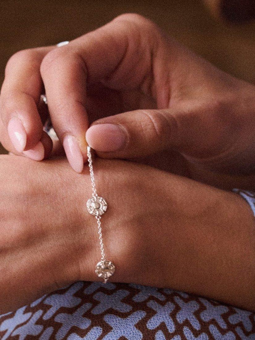 Product image 6 of 6, which shows Daisy London Textured Charm Bracelet, Silver