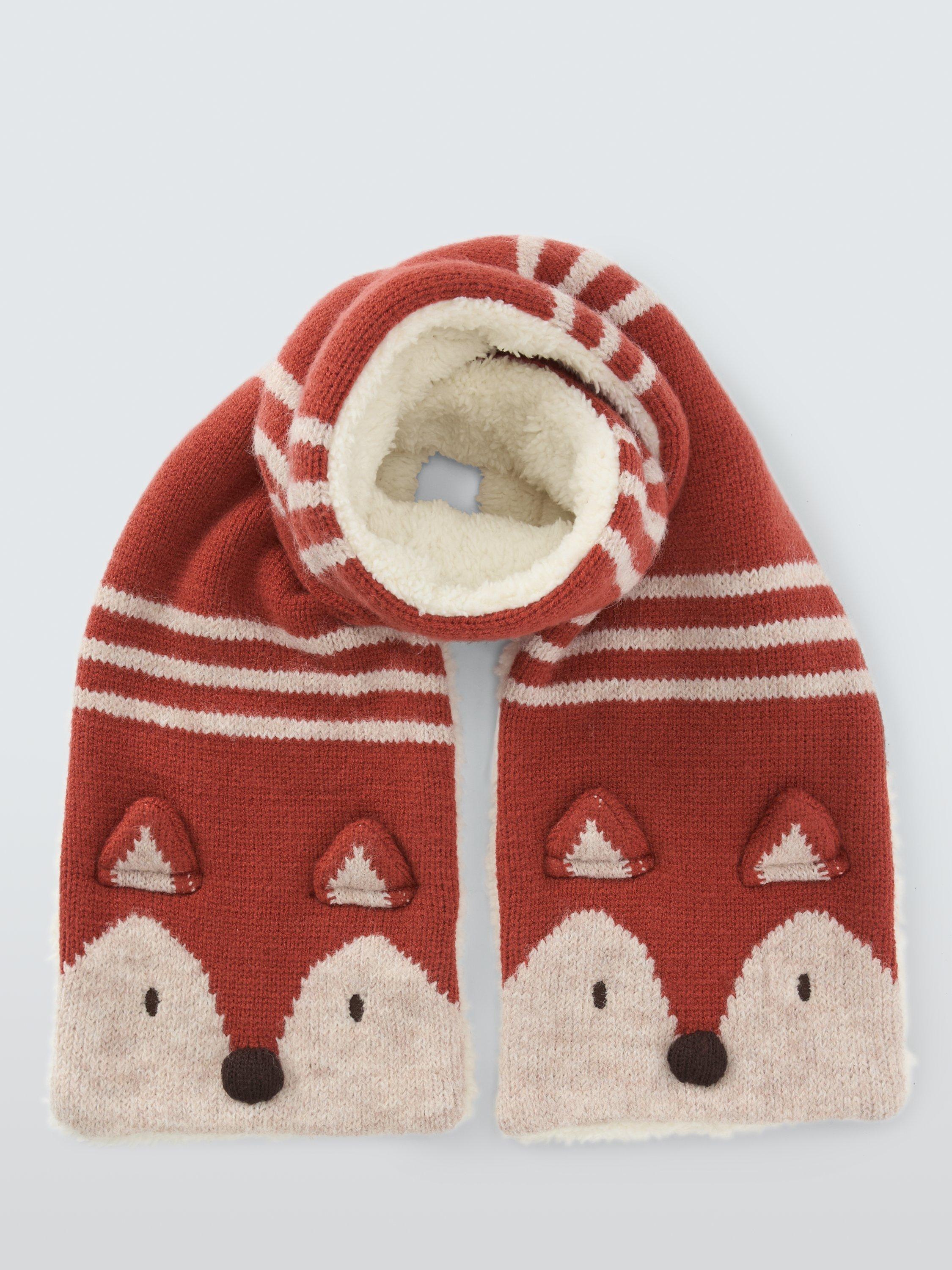 Product image 2 of 5, which shows John Lewis Kids' Fox Scarf, Orange Multi