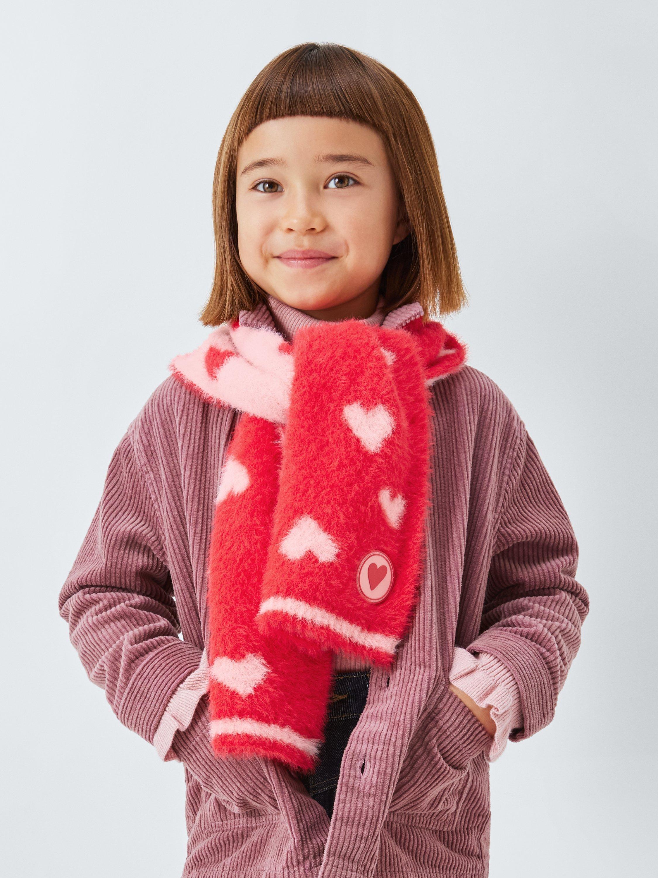 Product image 1 of 5, which shows John Lewis Kids' Heart Scarf, Red