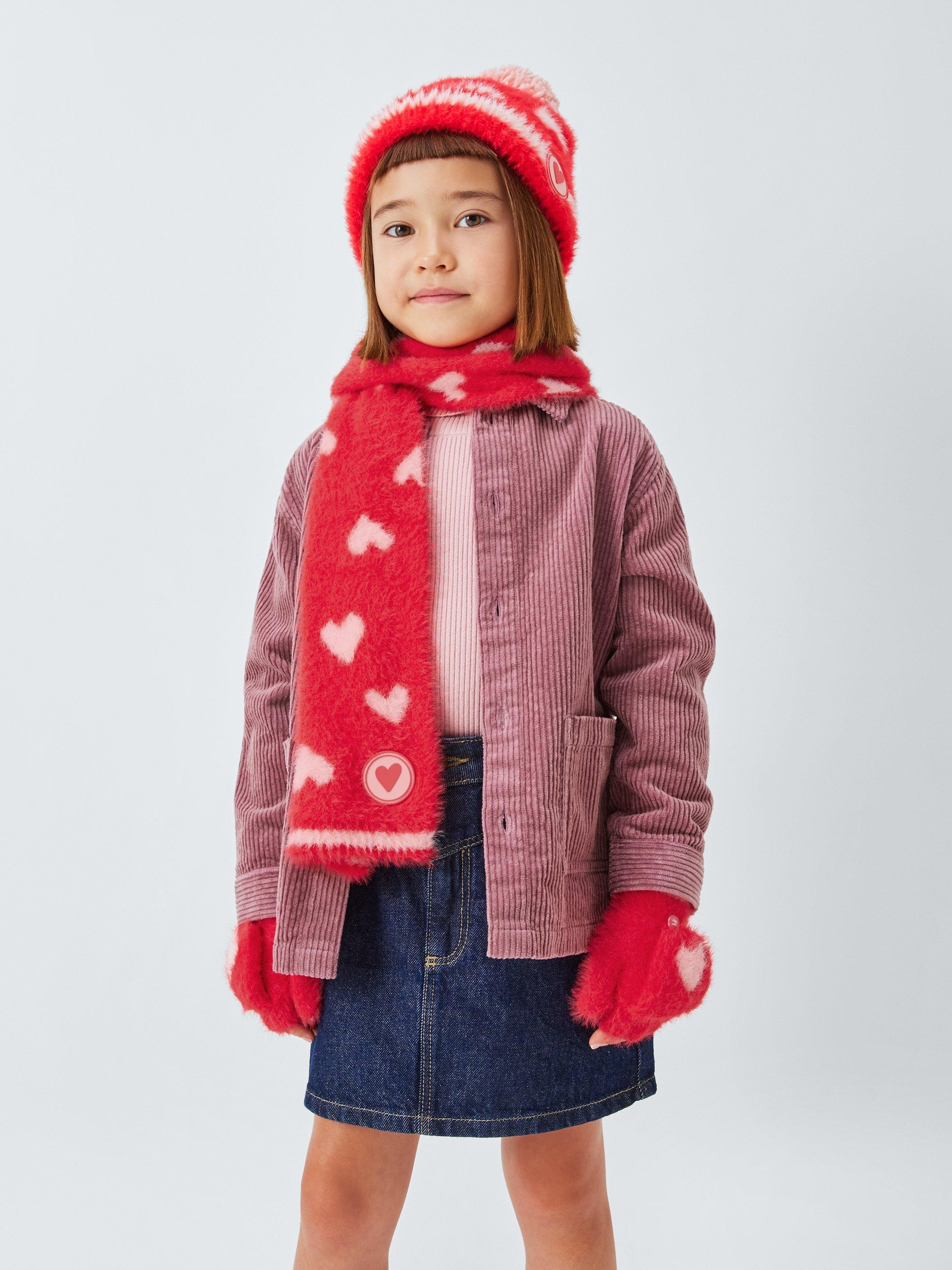 Product image 3 of 5, which shows John Lewis Kids' Heart Scarf, Red
