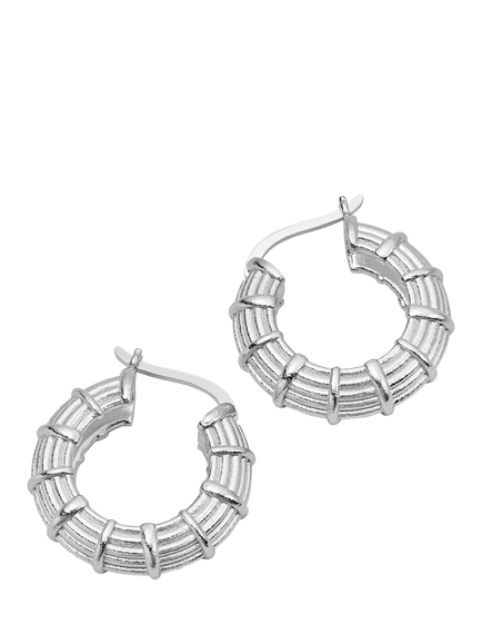 Daisy London Textured Hoop Earrings, Silver