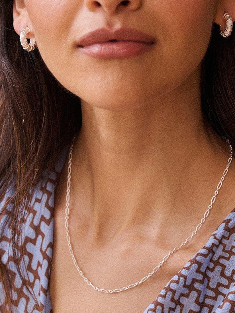 Product image 2 of 5, which shows Daisy London Textured Hoop Earrings, Silver