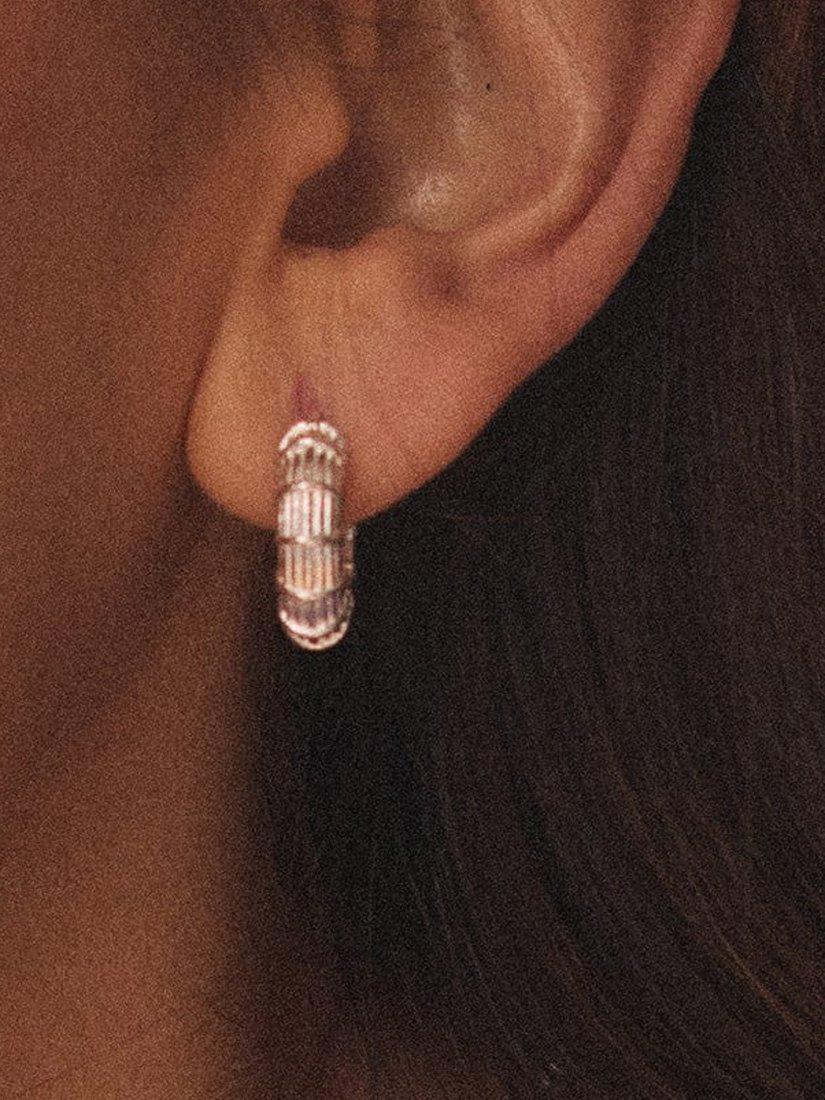 Product image 5 of 5, which shows Daisy London Textured Hoop Earrings, Silver
