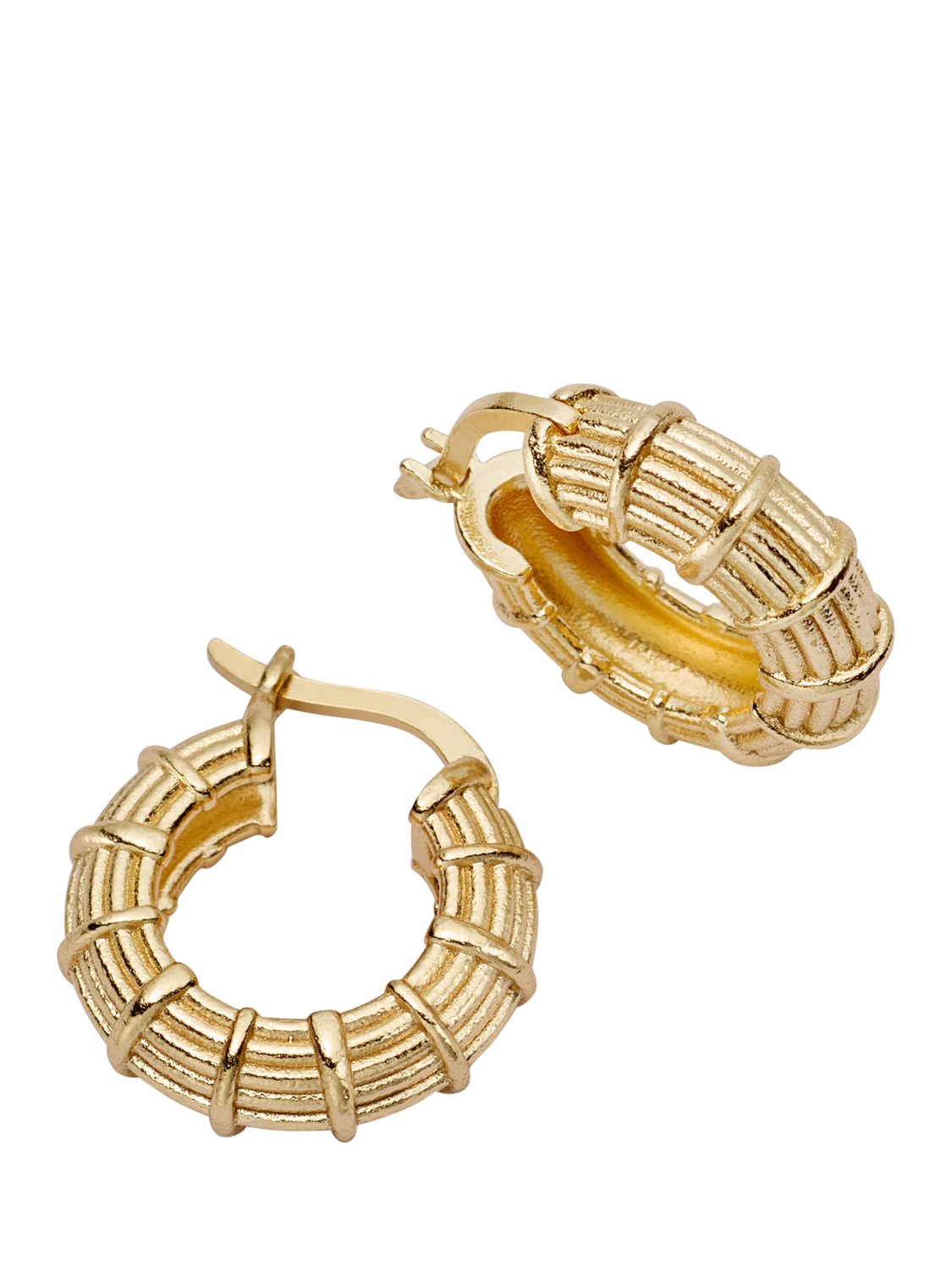 Product image 1 of 5, which shows Daisy London Apollo Textured Hoop Earrings, Gold