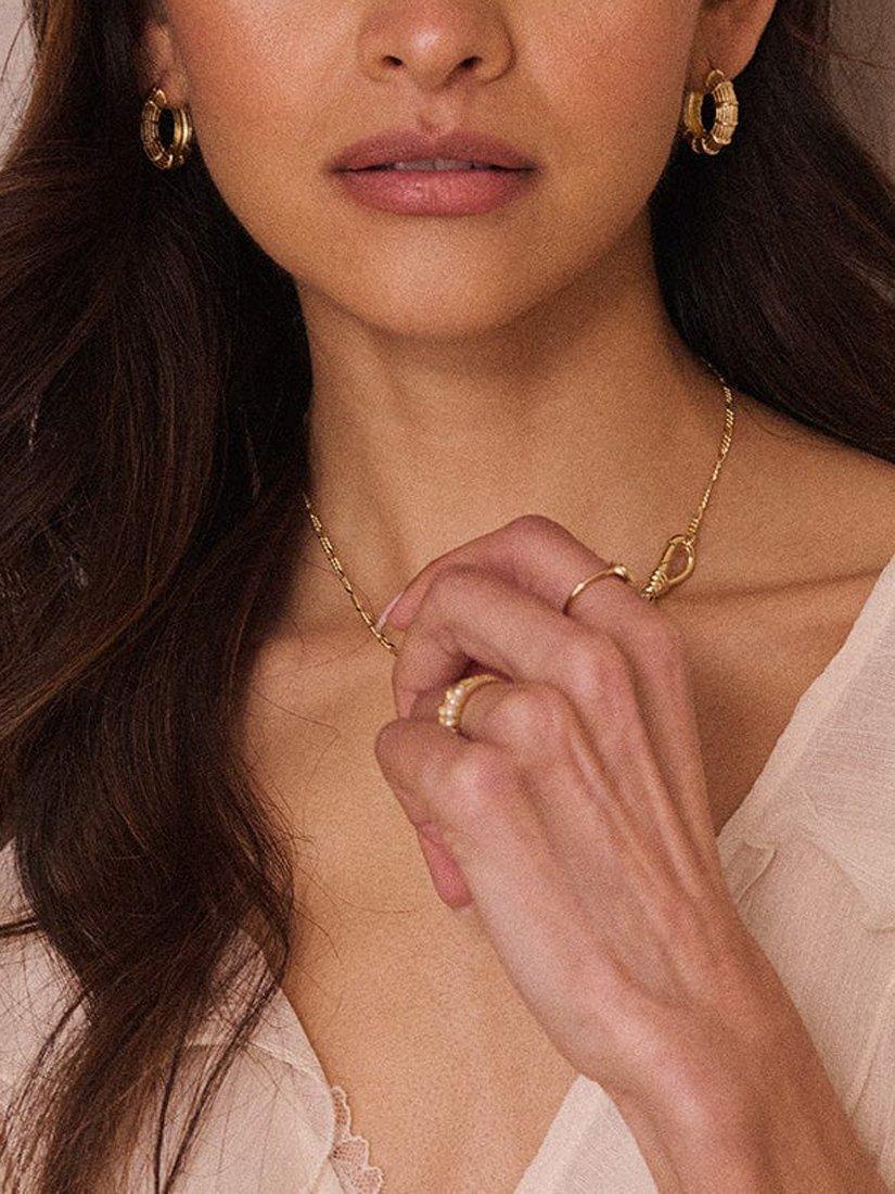 Product image 2 of 5, which shows Daisy London Apollo Textured Hoop Earrings, Gold