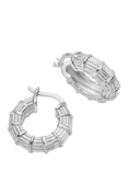 Daisy London Apollo Textured Hoop Earrings, Silver