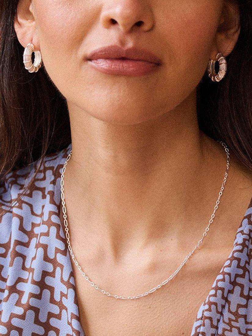 Product image 5 of 5, which shows Daisy London Apollo Textured Hoop Earrings, Silver