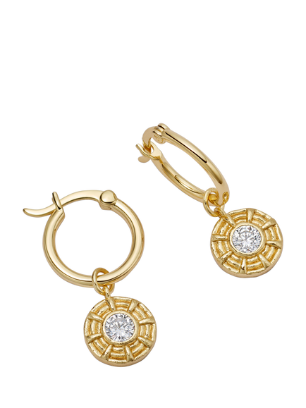 Daisy London Cubic Zirconia Drop Hoop Earrings, Gold