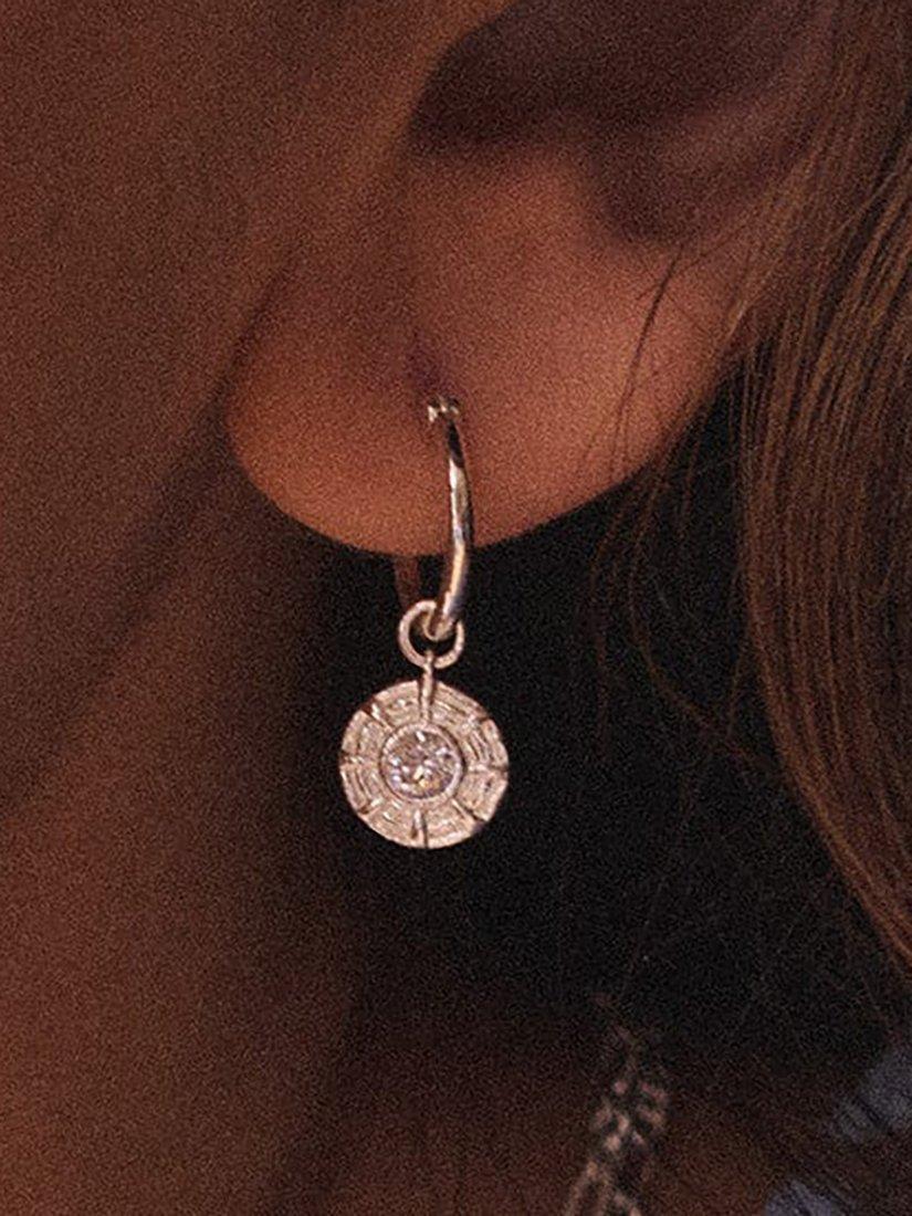 Product image 6 of 6, which shows Daisy London Cubic Zirconia Drop Hoop Earrings, Silver