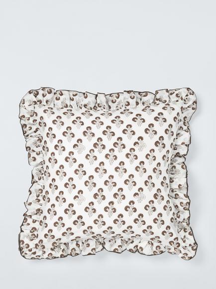 John Lewis Mira Cushion, Cocoa, White
