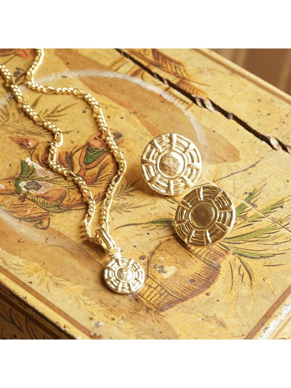 Product image 2 of 5, which shows Daisy London Textured Disc Charm Pendant, Gold