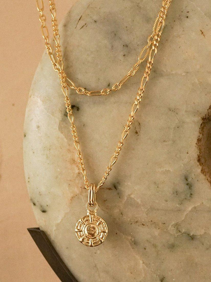 Product image 4 of 5, which shows Daisy London Textured Disc Charm Pendant, Gold