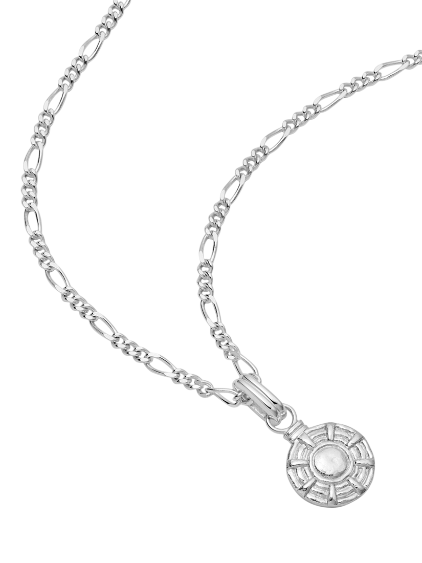 Product image 1 of 5, which shows Daisy London Textured Disc Charm Pendant, Silver