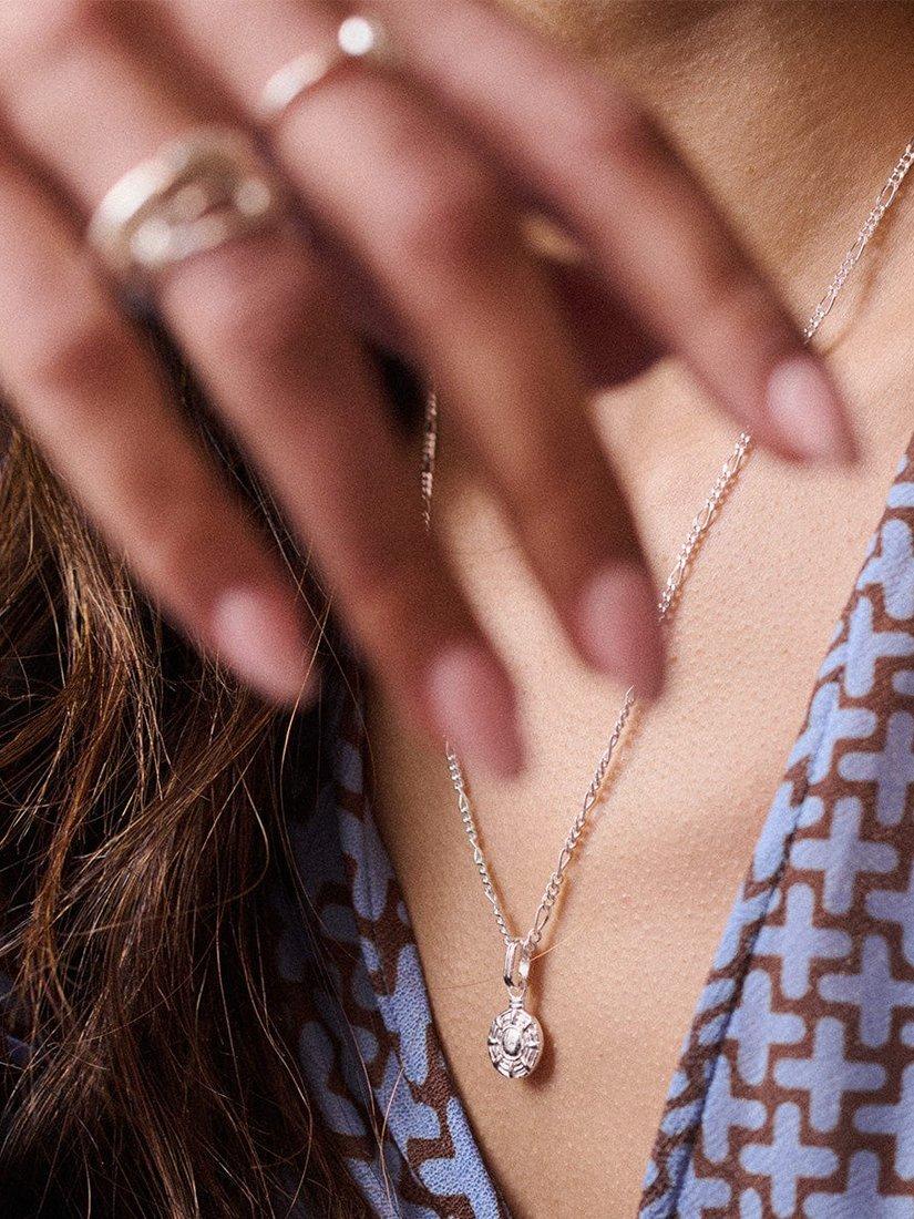 Product image 2 of 5, which shows Daisy London Textured Disc Charm Pendant, Silver