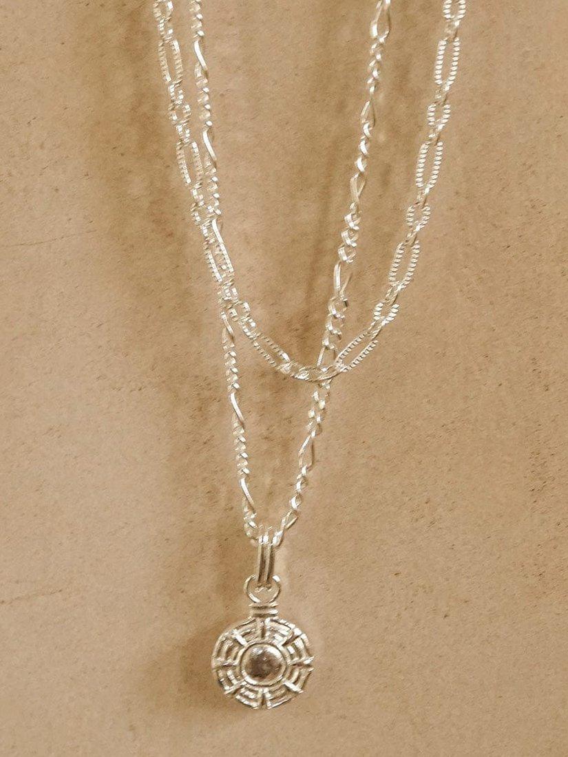Product image 3 of 5, which shows Daisy London Textured Disc Charm Pendant, Silver